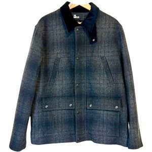 The Kooples Plaid Wool Blend Overshirt Jacket, Small, Gray/Black Plaid MSRP $565